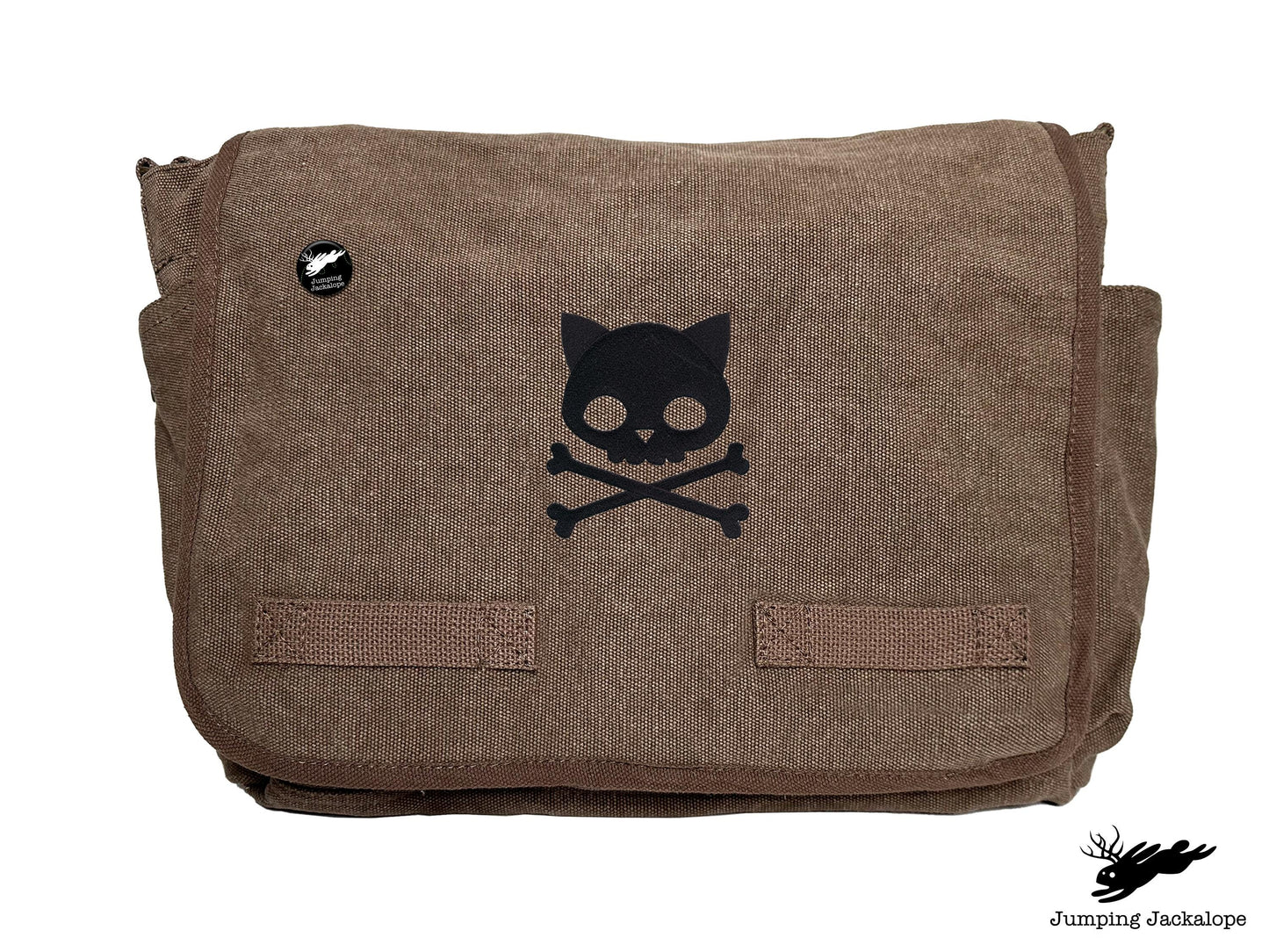 Punk Kitty Design Embroidered Classic Canvas Messenger Bag