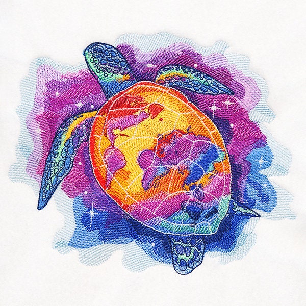 Celestial Sea Turtle Embroidered Canvas Messenger Bag