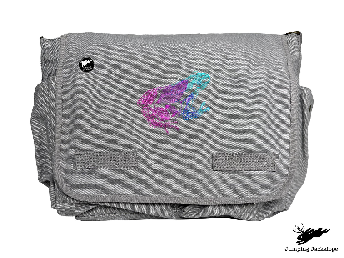 Tropical Dart Frog Embroidered Classic Canvas Messenger Bag