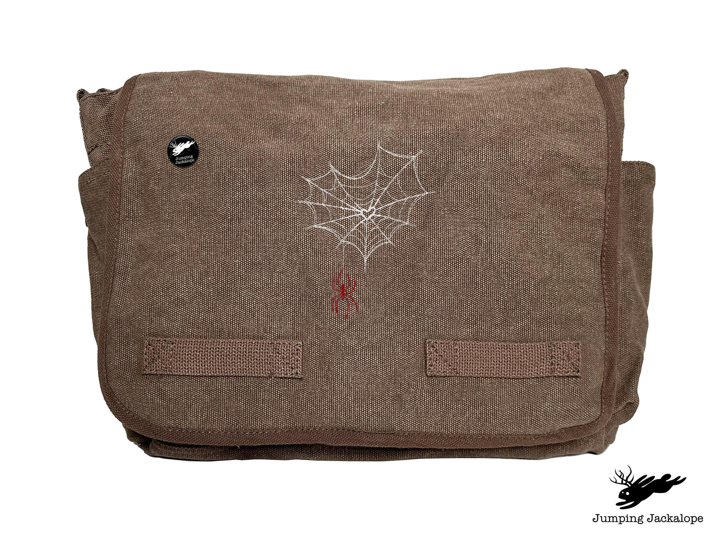 Web of Love Design Embroidered Classic Canvas Messenger Bag