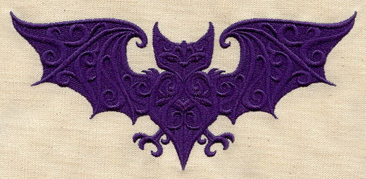 Baroque Bat Embroidered Canvas Messenger Bag