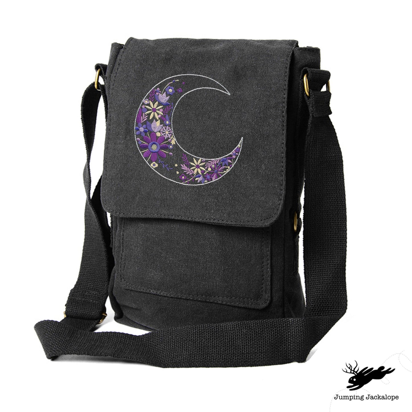 Lunar Bloom Tech Bag Embroidered Canvas Tech