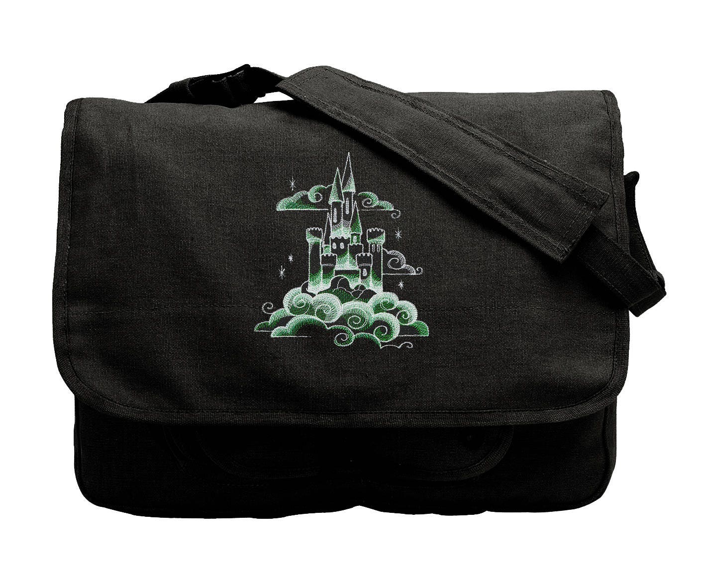 Dreamscape Glow - Sky Castle Embroidered Canvas Messenger Bag