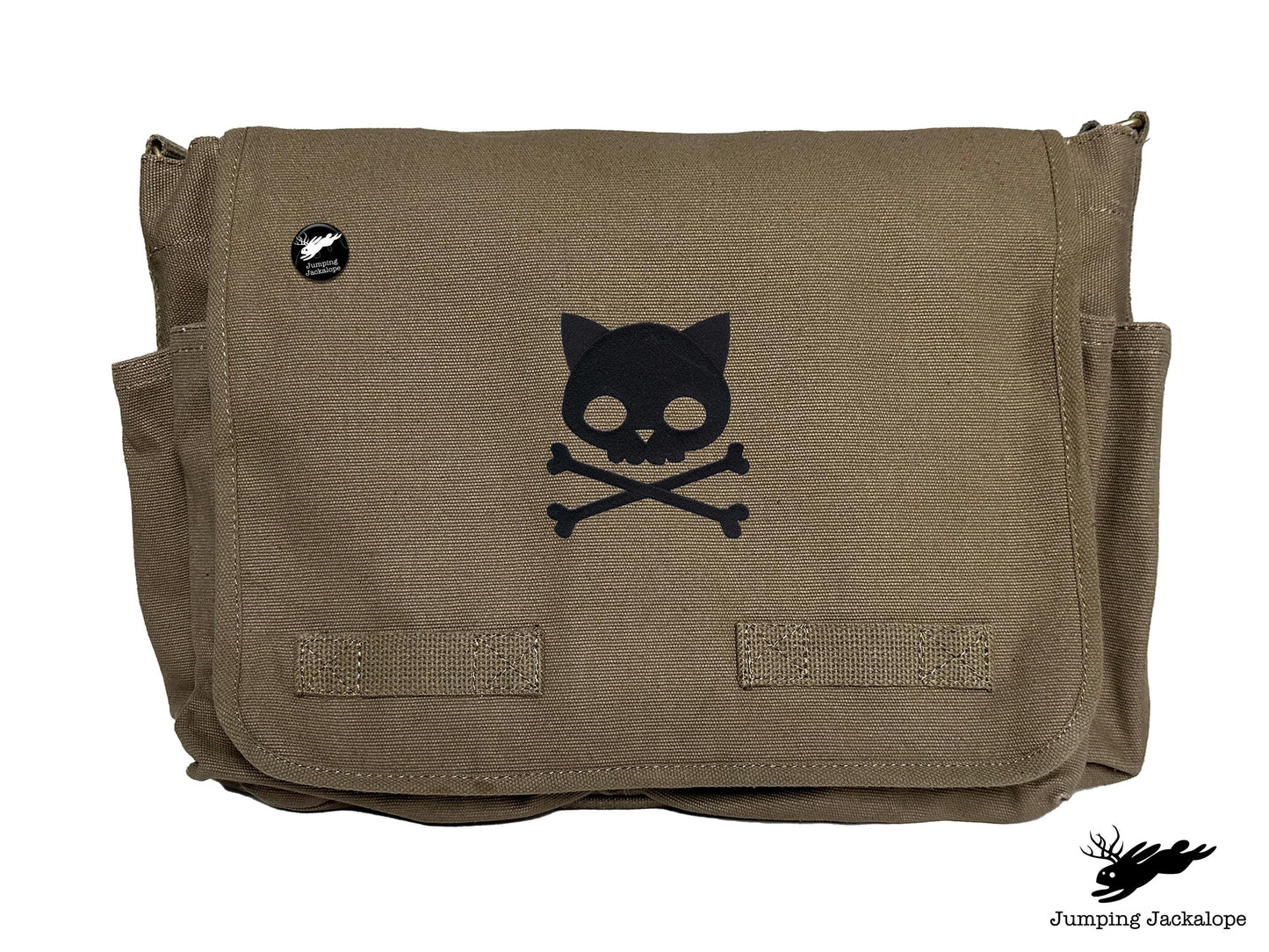 Punk Kitty Design Embroidered Classic Canvas Messenger Bag