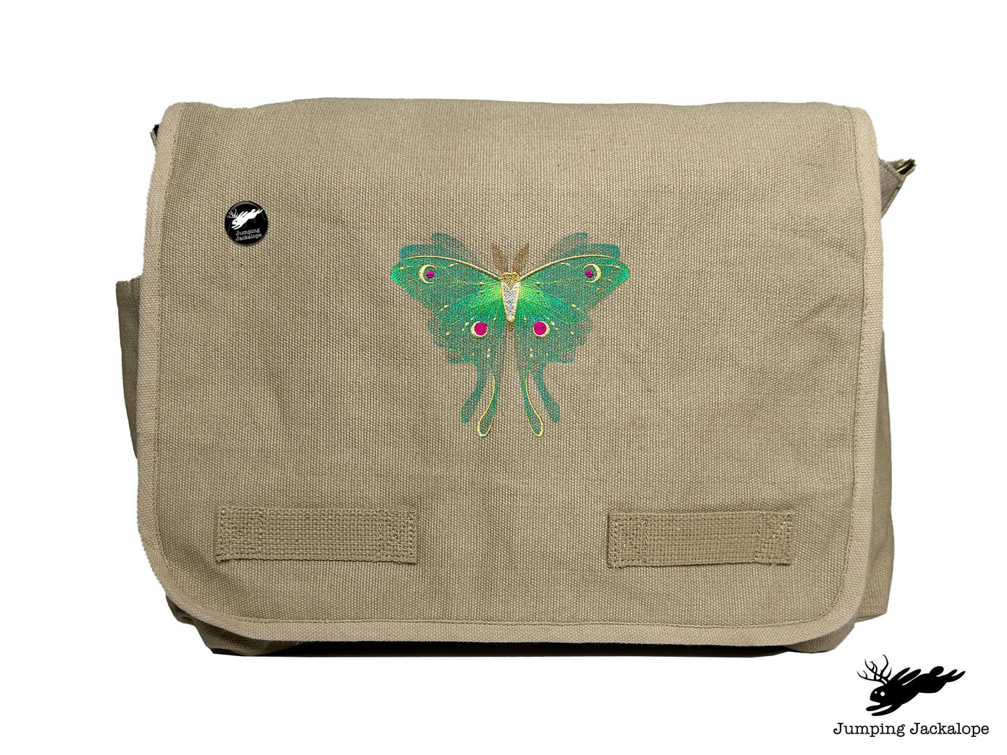 Sheer Illusions Luna Moth Embroidered Messenger Bag