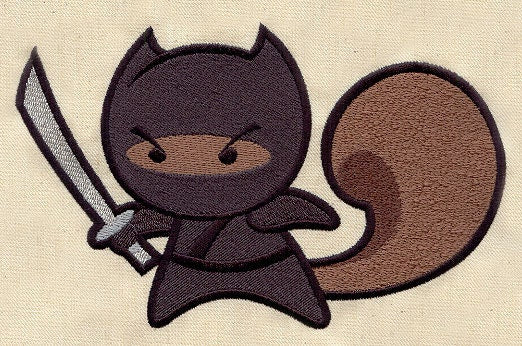 Ninja Squirrel Embroidered Canvas Messenger Bag