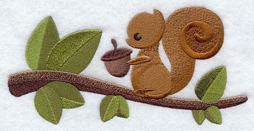 A Squirrel and His Nut Embroidered Canvas Messenger Bag