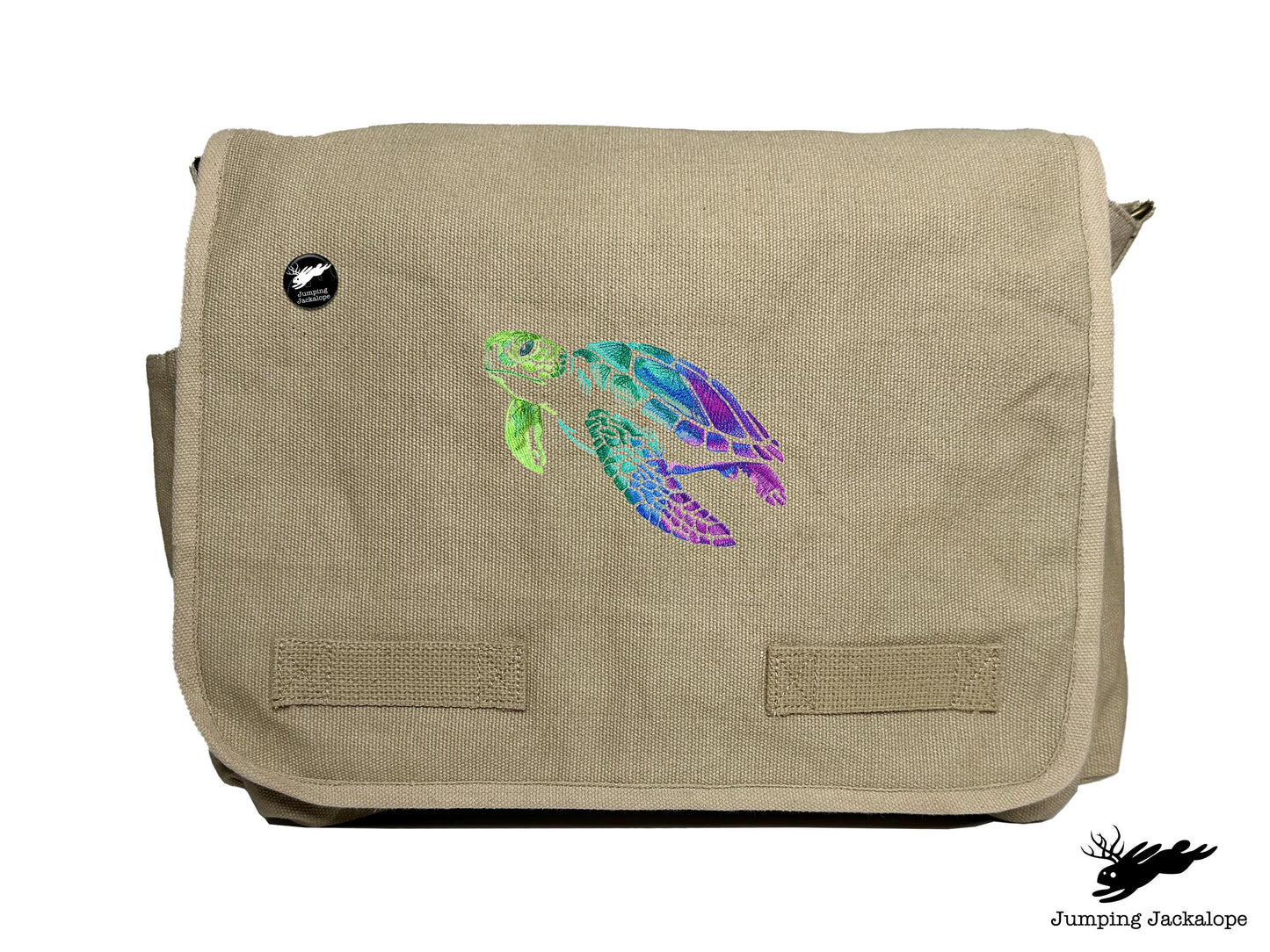 Spectrums of the Ocean Sea Turtle Embroidered Messenger Bag
