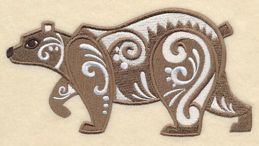 Bear with Flourish Embroidered Canvas Messenger Bag