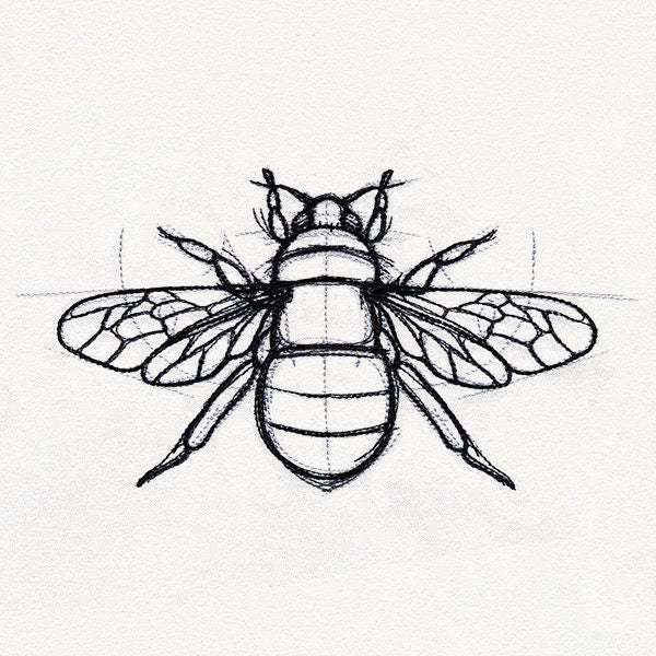 Sketchwork - Bee Embroidered Canvas Messenger Bag