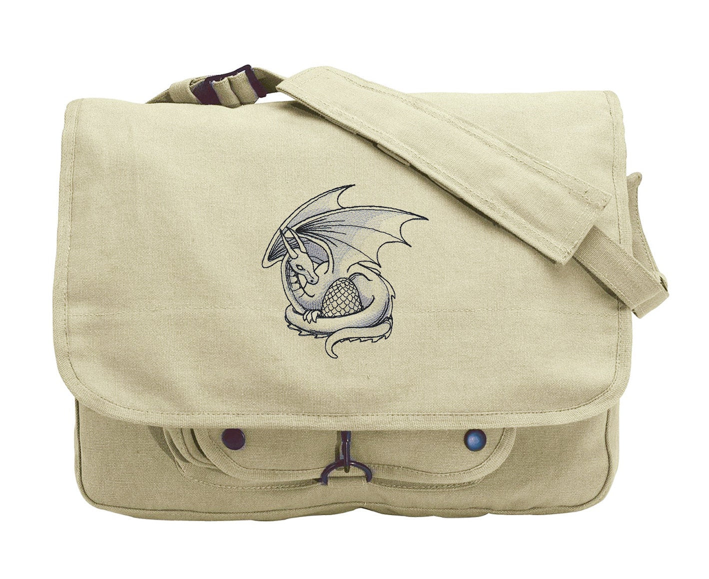 Mother Dragon Embroidered Canvas Messenger Bag