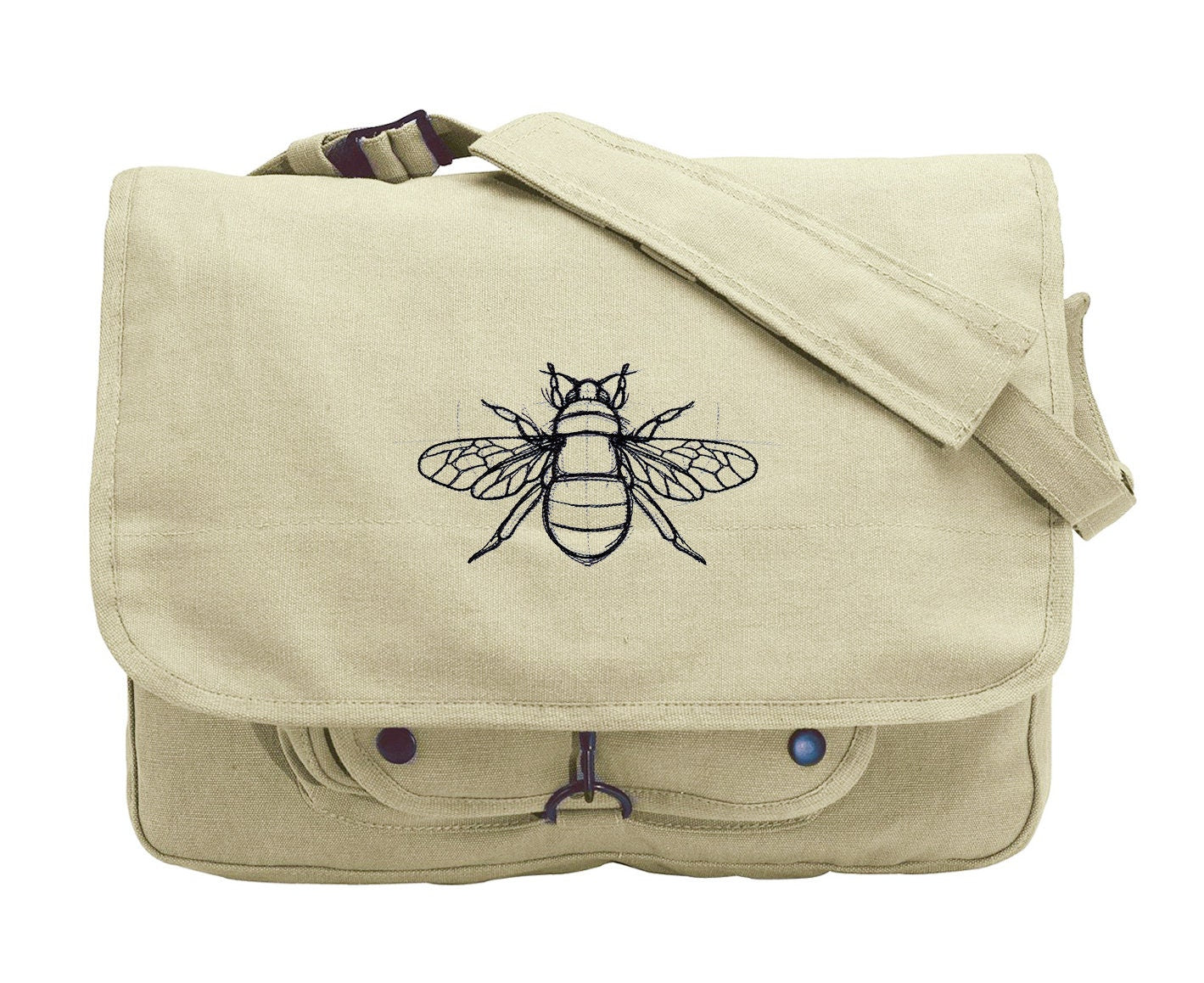Sketchwork - Bee Embroidered Canvas Messenger Bag