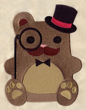 Dapper Bear Embroidered Canvas Messenger Bag
