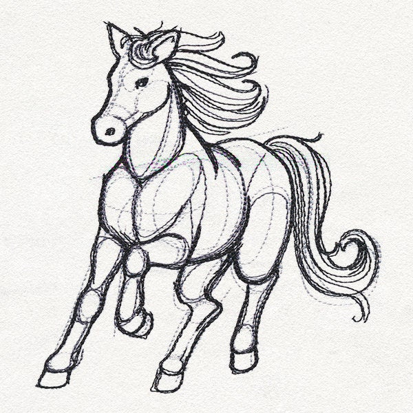 Sketchwork - Horse Embroidered Canvas Messenger Bag