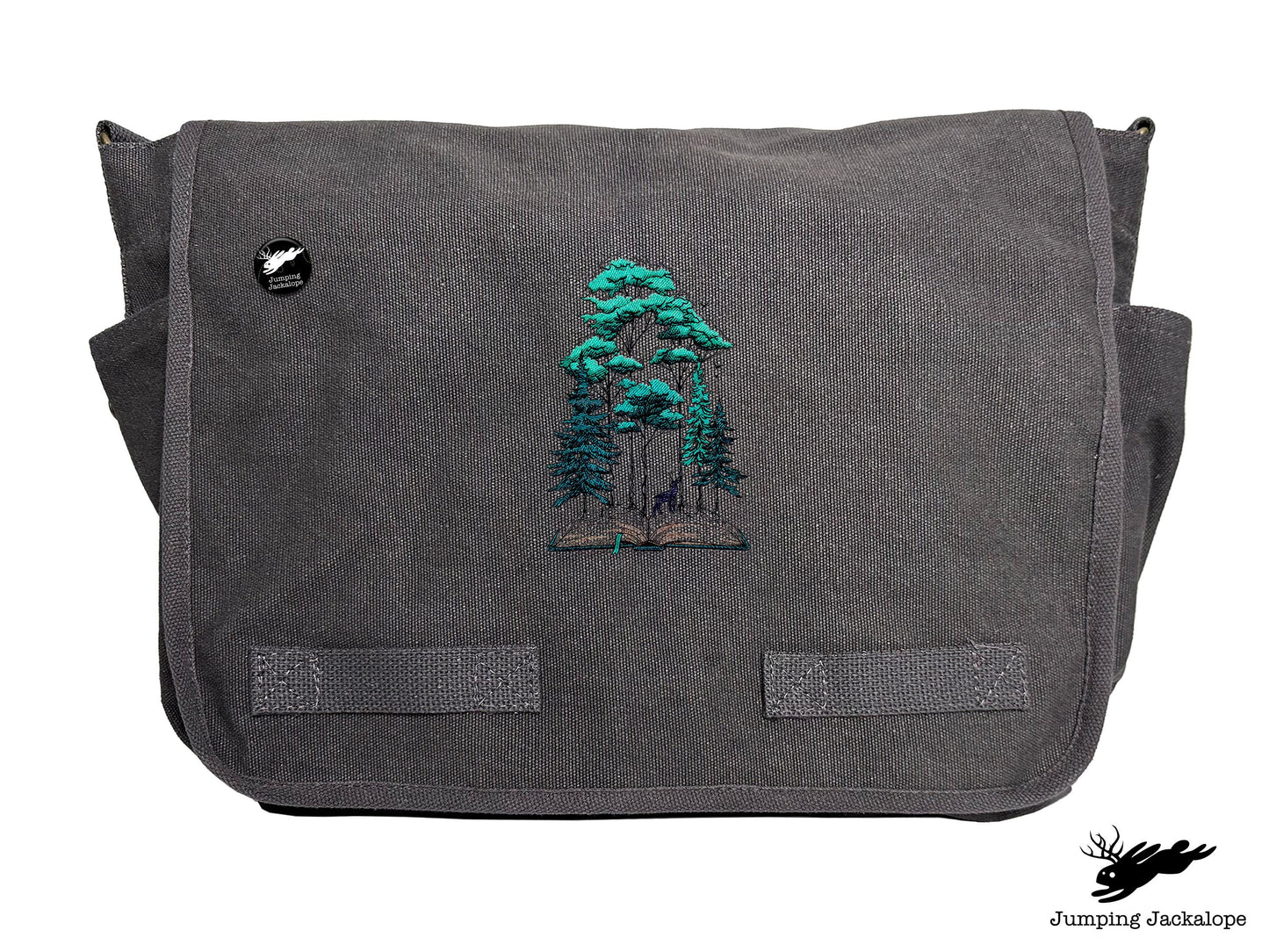 Woodland Storytime Book Embroidered Classic Canvas Messenger Bag