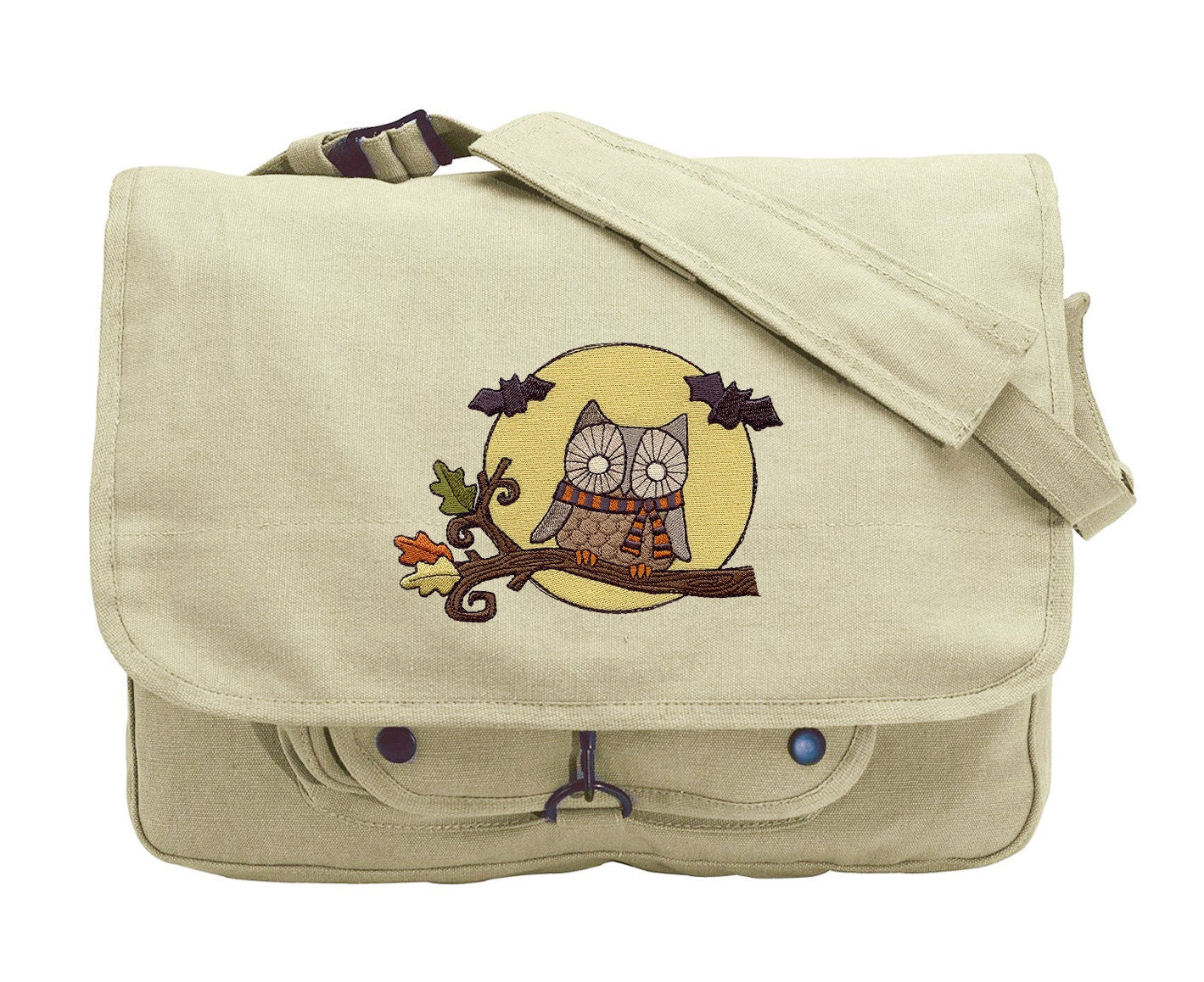 Night Fliers Embroidered Canvas Messenger Bag
