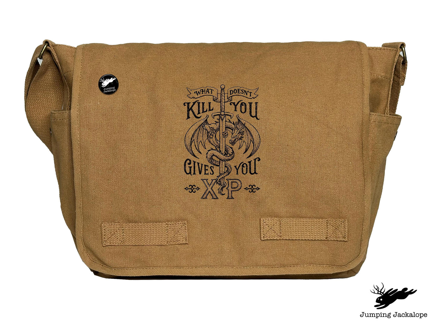 What Doesn't Kill You Gives You XP Embroidered Classic Canvas Messenger Bag