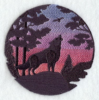 Wolf Bag, Wolf Messenger Bag, Wolf Silhouette at Sunset Embroidered Canvas Messenger Bag