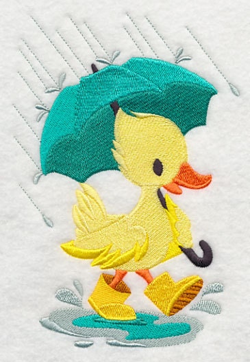 Rainy Day Duck Embroidered Canvas Field Bag