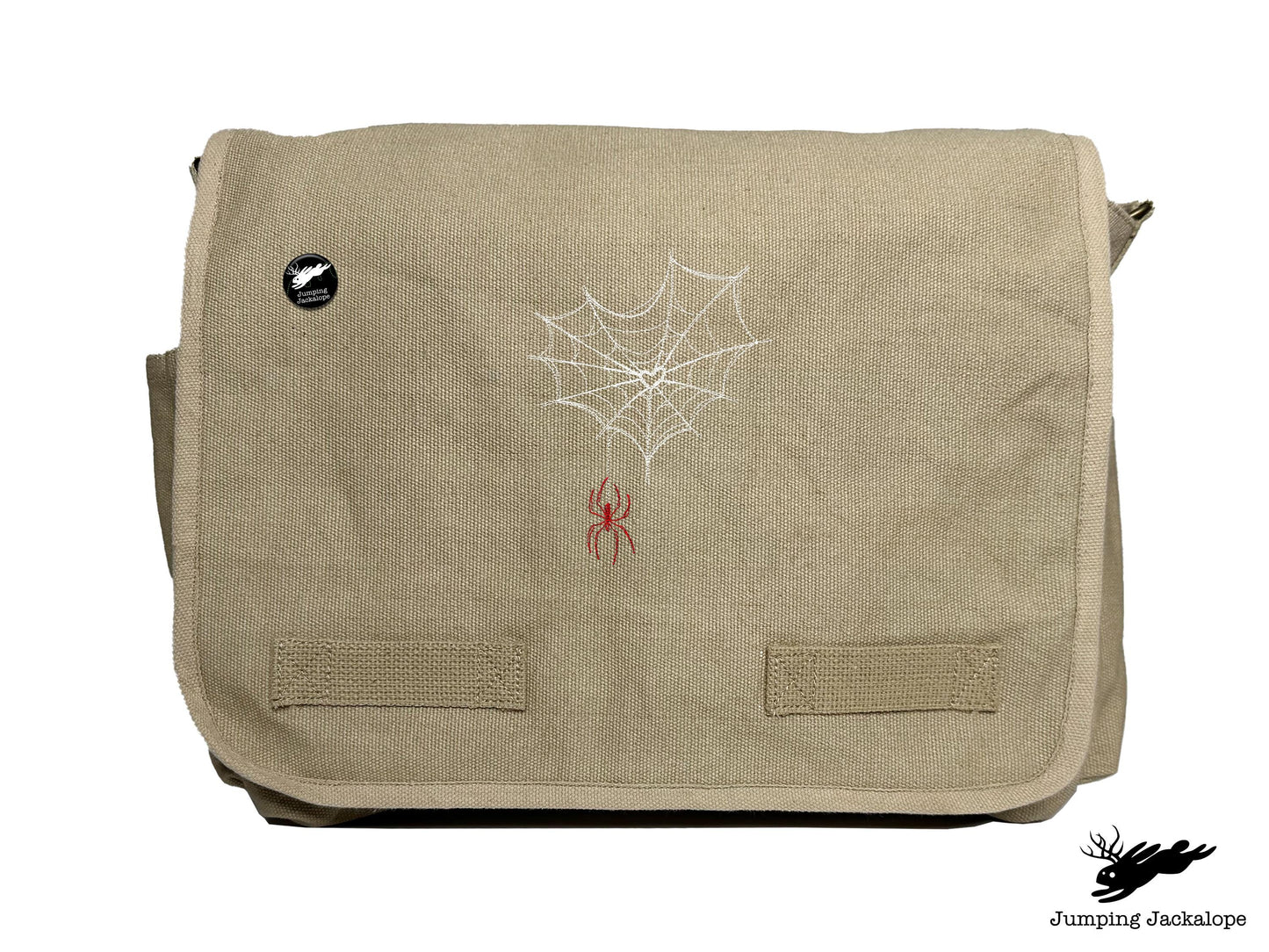 Web of Love Design Embroidered Classic Canvas Messenger Bag
