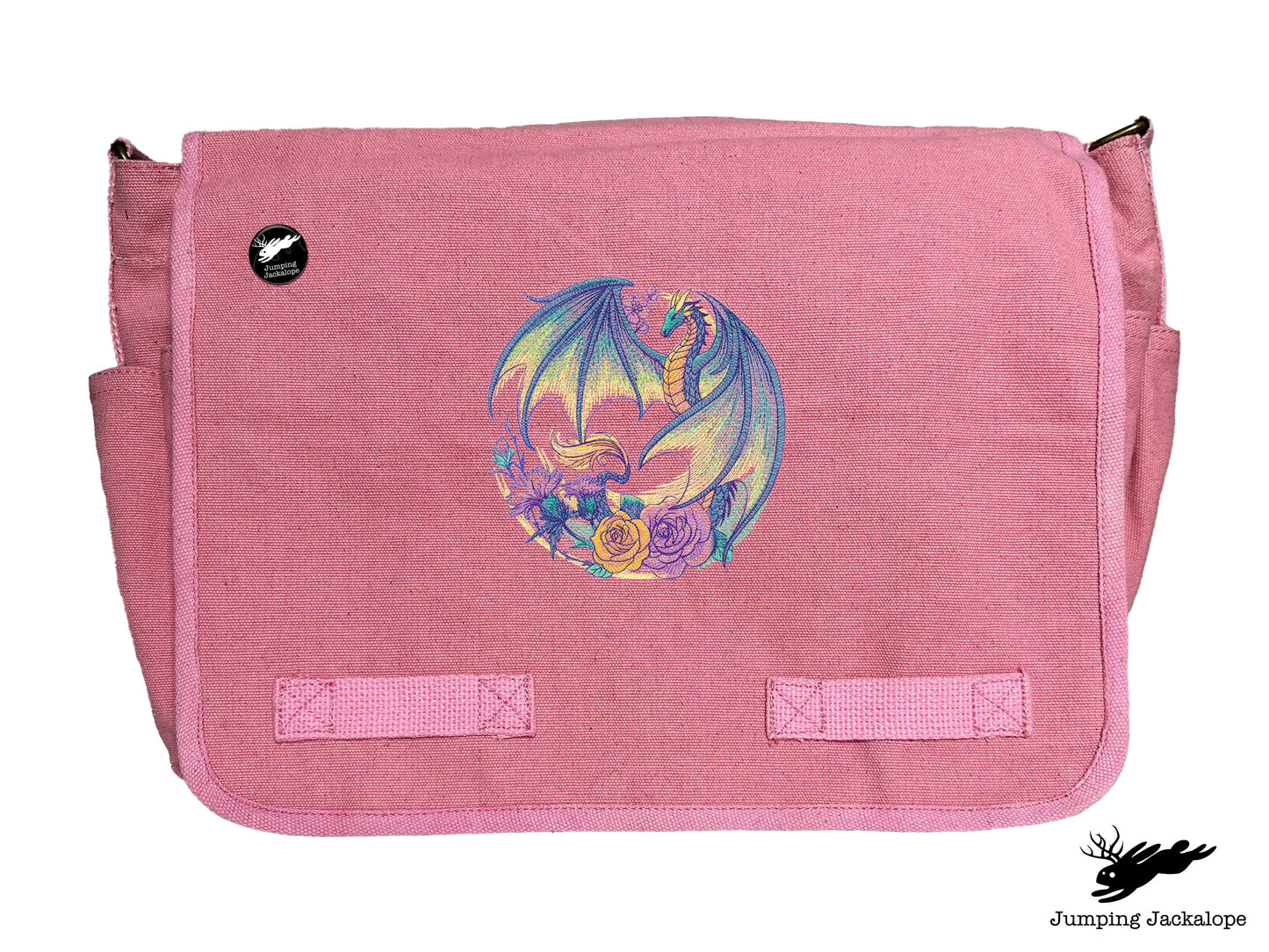 Flight of Flowers Dragon Wreath Embroidered Classic Canvas Messenger Bag