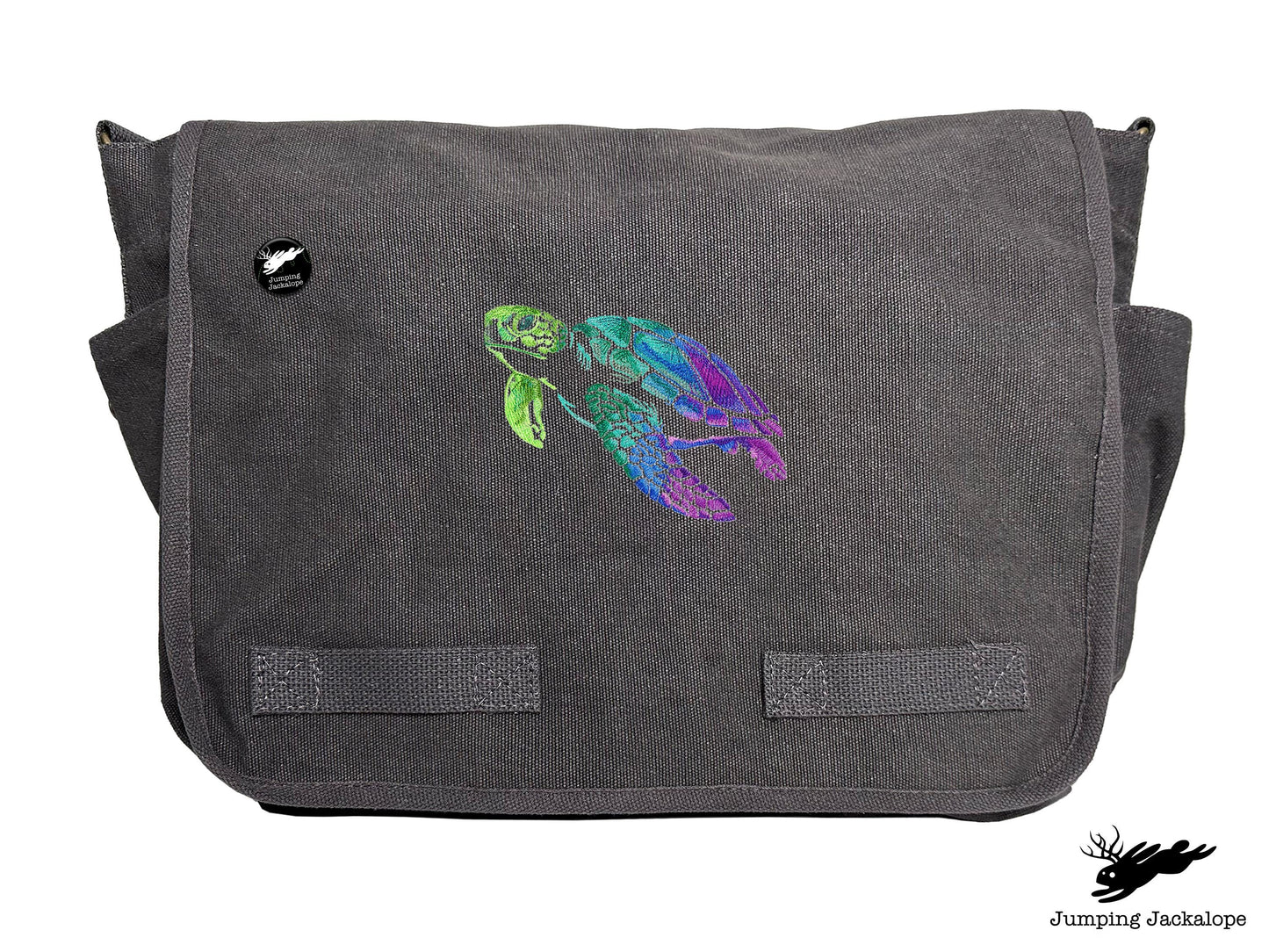 Spectrums of the Ocean Sea Turtle Embroidered Messenger Bag