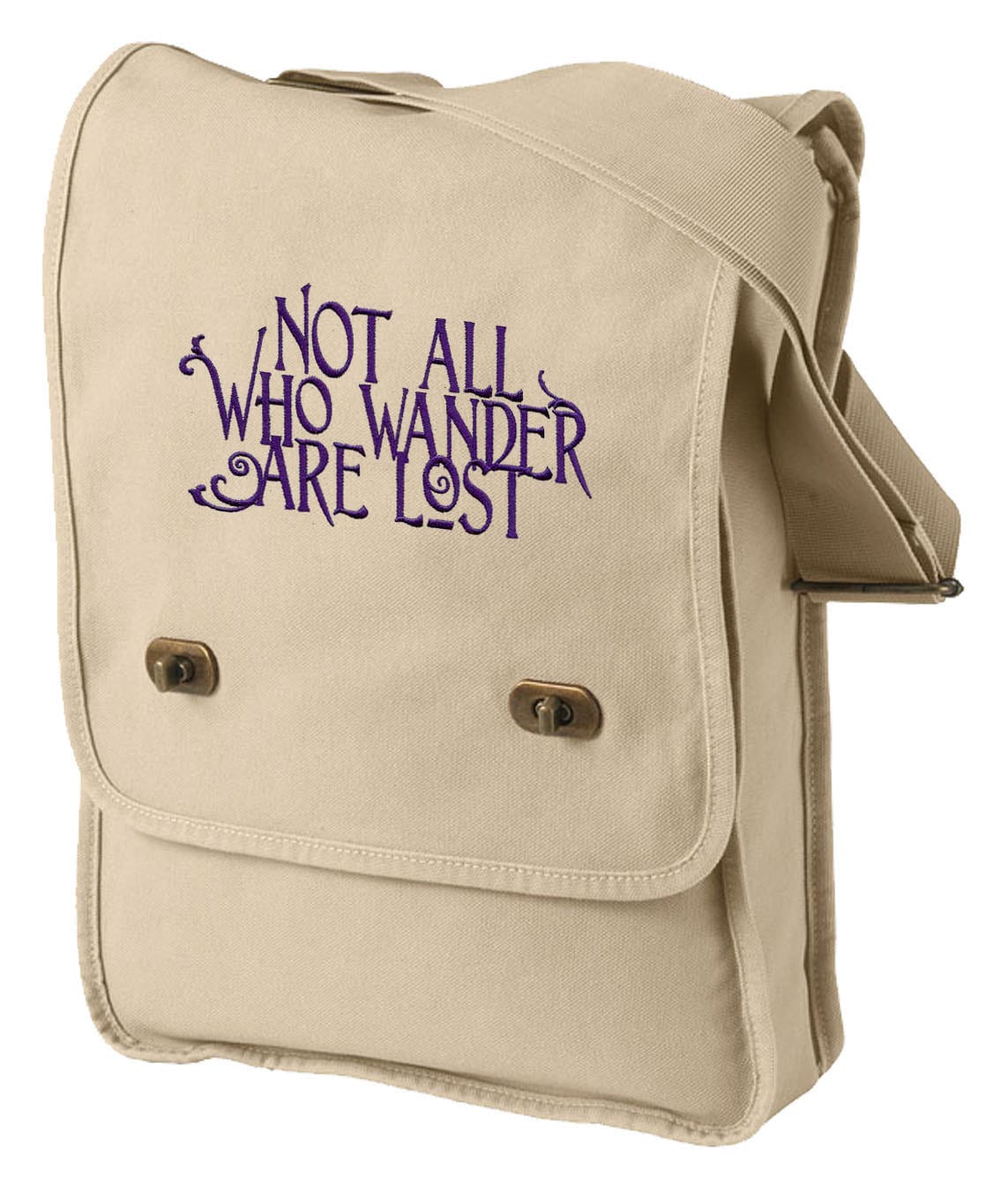 Wanderlust Embroidered Canvas Field Bag