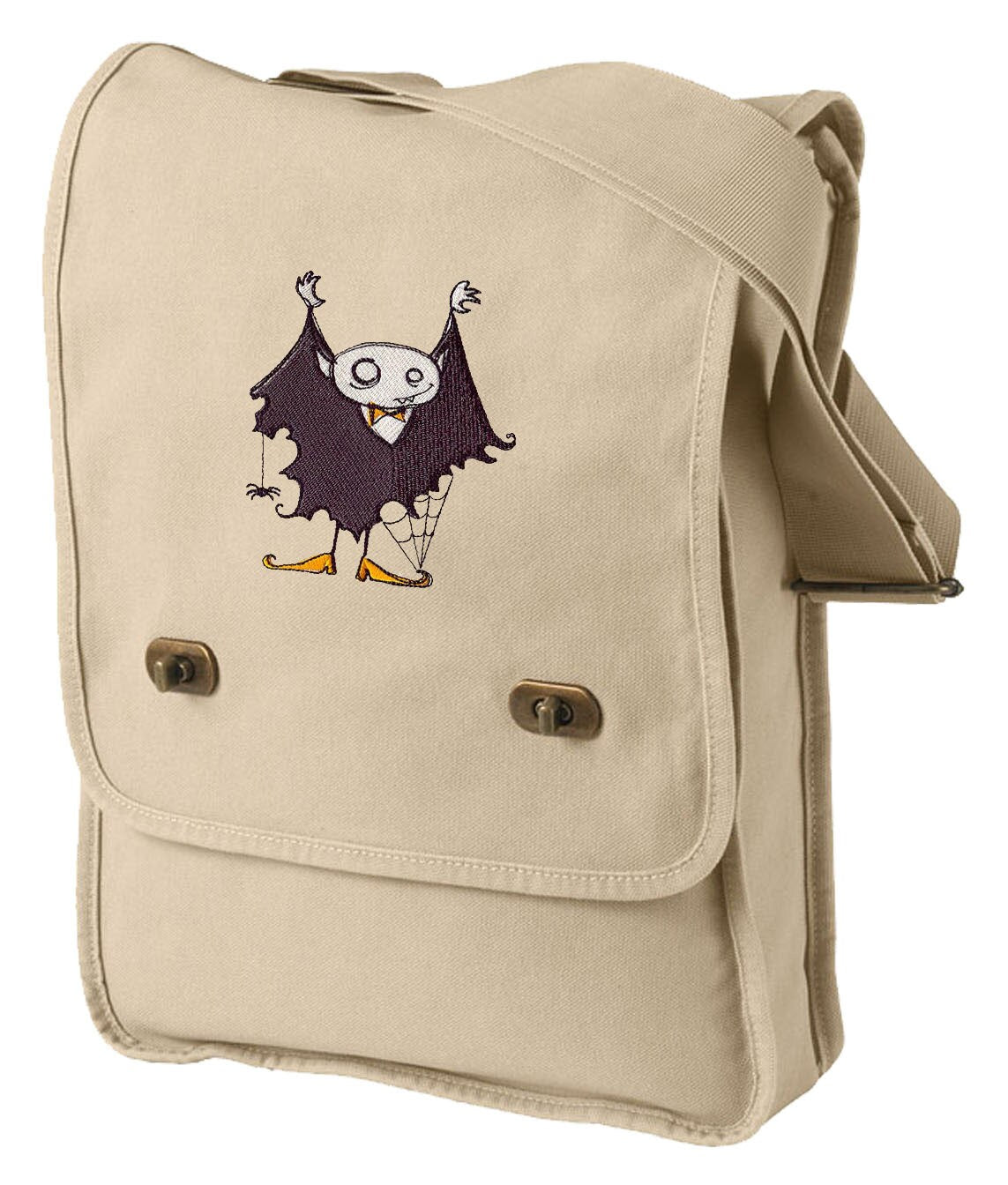 I Vant You Dead or Alive Vampire Embroidered canvas Fied Bag