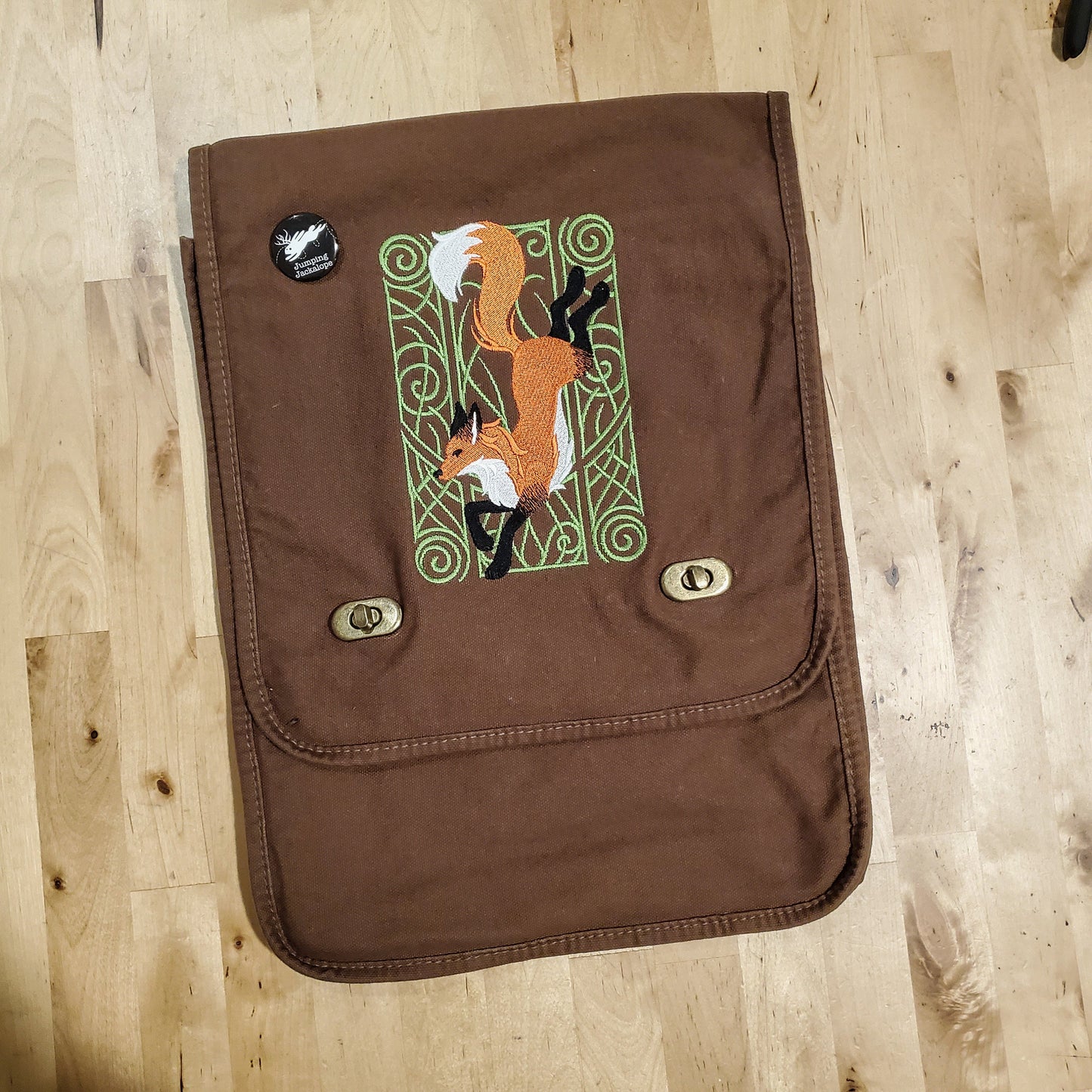 Fox Field Bag, Fox Nouveau Embroidered Canvas Field Bag