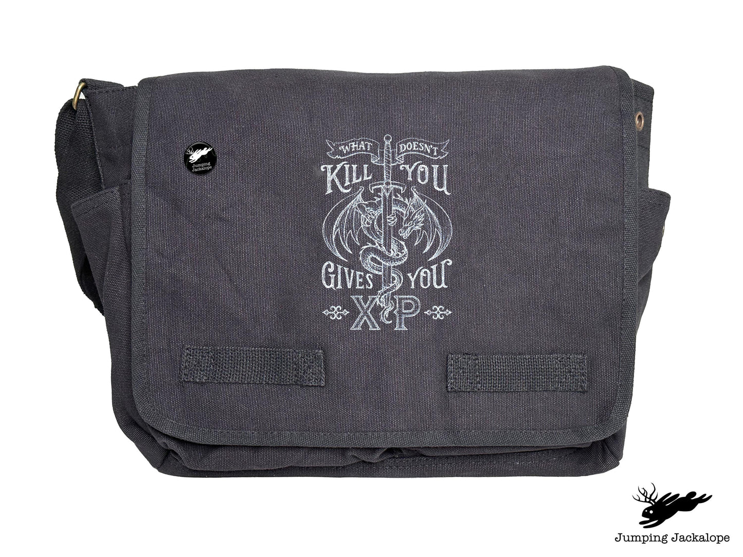 What Doesn't Kill You Gives You XP Embroidered Classic Canvas Messenger Bag