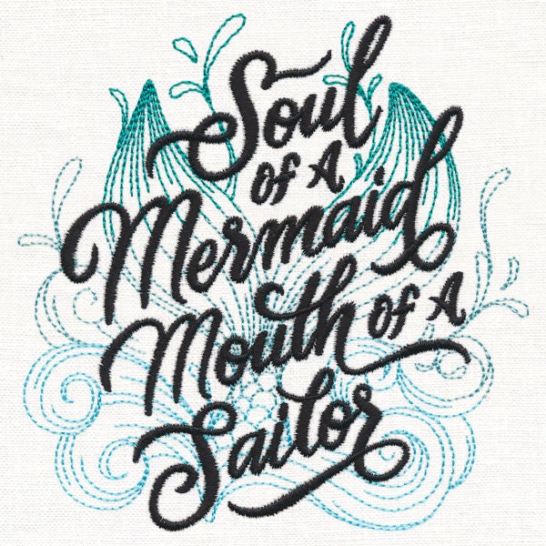 Soul of a Mermaid, Mouth of a Sailor Embroidered Canvas Messenger Bag