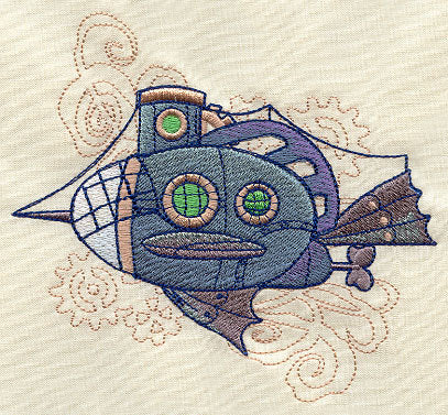 Steampunk Canvas Bag, Submarine Bag, Mechanica Aquatica Steampunk Submarine Embroidered Canvas Field Bag