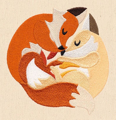 Snuggly Foxes Embroidered Canvas Messenger Bag