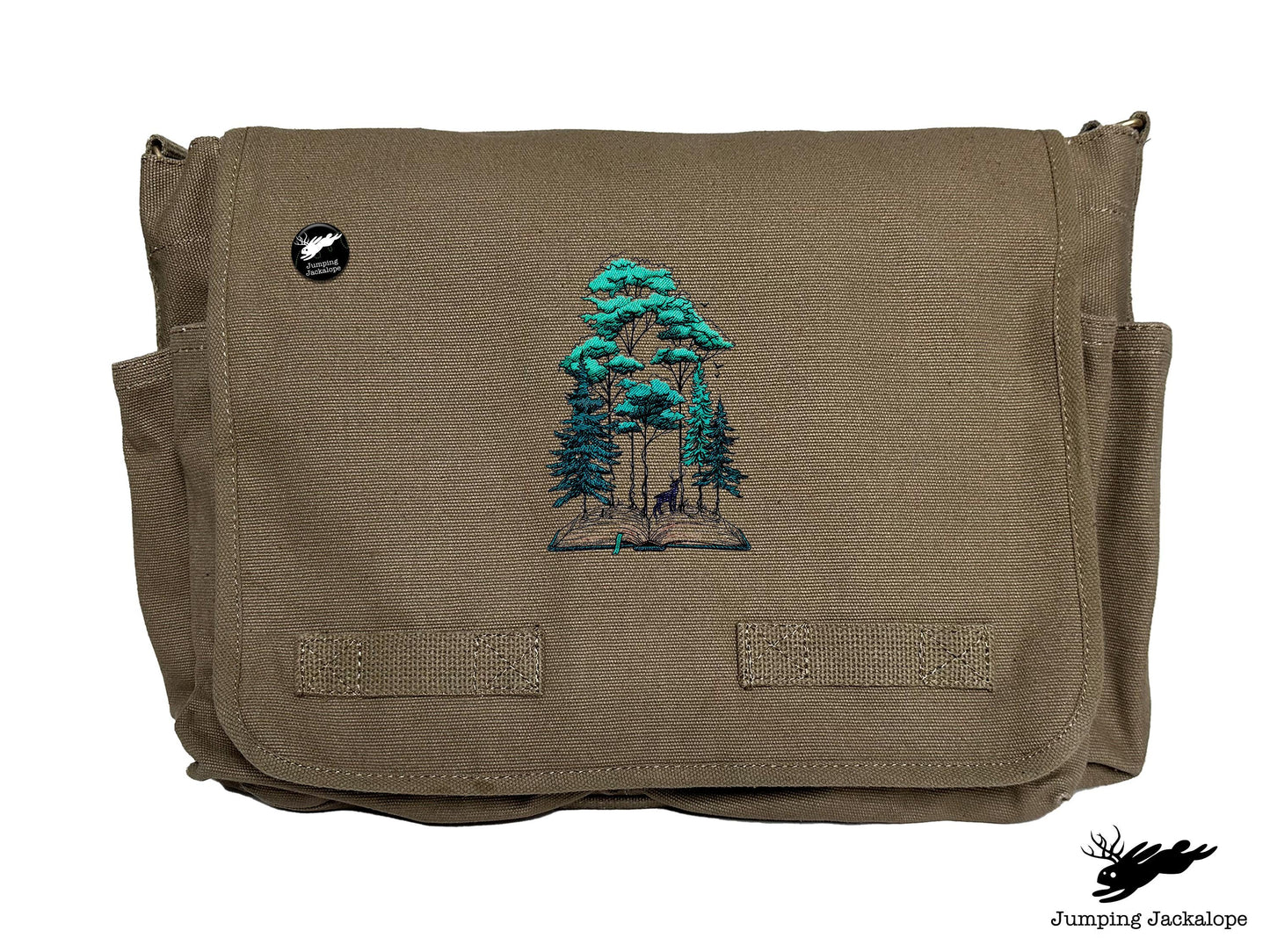 Woodland Storytime Book Embroidered Classic Canvas Messenger Bag