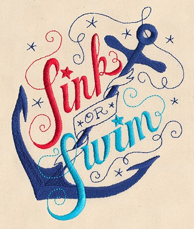 Sink or Swim Anchor Embroidered Canvas Messenger Bag