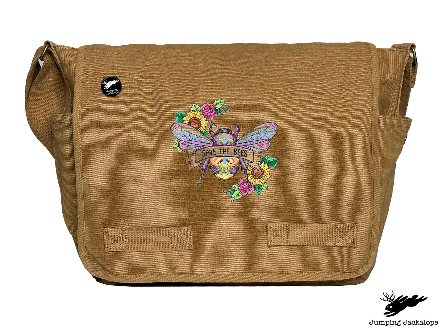 Save the Bees Embroidered Messenger Bag