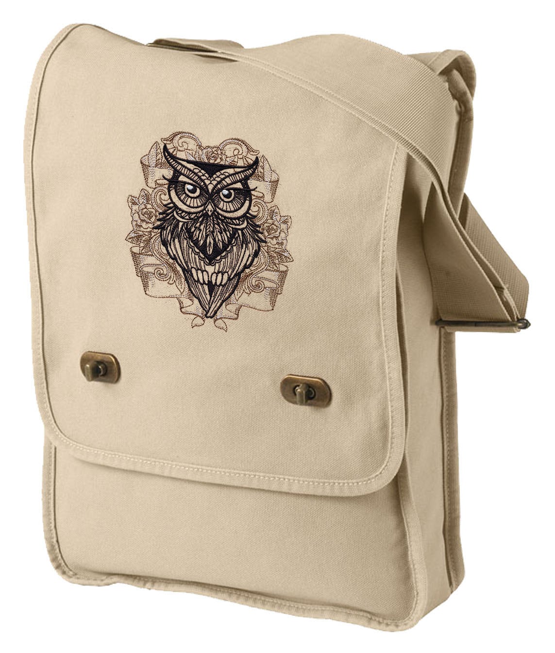 Owl You Need Embroidered Canvas Field Bag