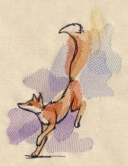 Fox Field Bag, Painted Fox Embroidered Canvas Field Bag