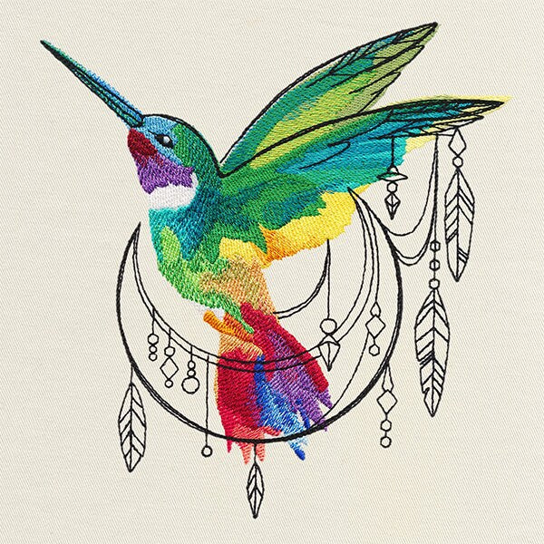 Bohemian Hummingbird Embroidered Canvas Field Bag