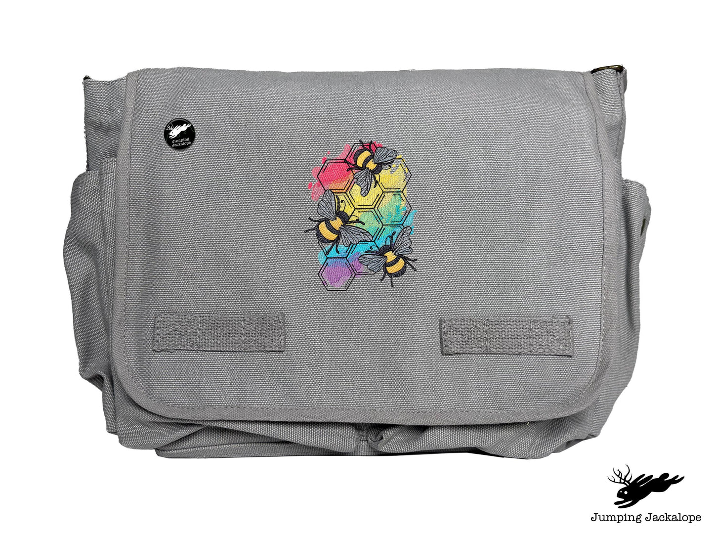 Rainbows & Bees Embroidered Messenger Bag