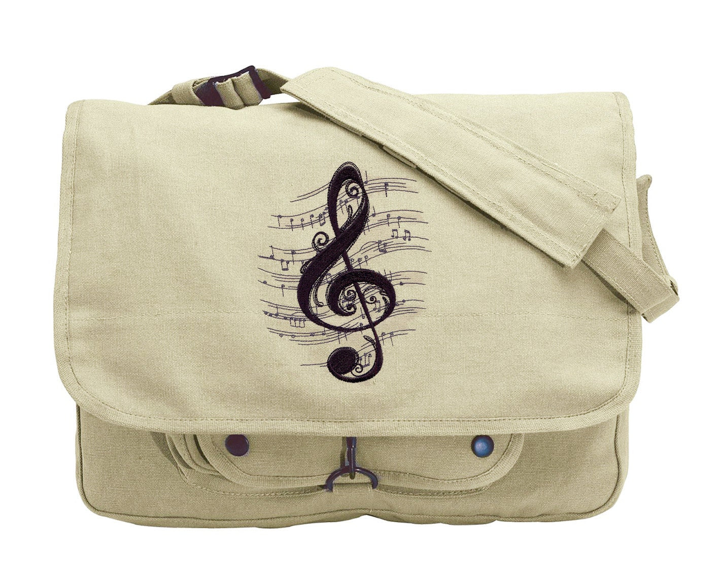 Treble Chaos Sheet Music Embroidered Canvas Messenger Bag