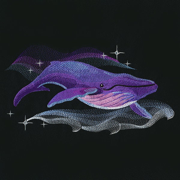 Celestial Whale Embroidered Canvas Messenger Bag