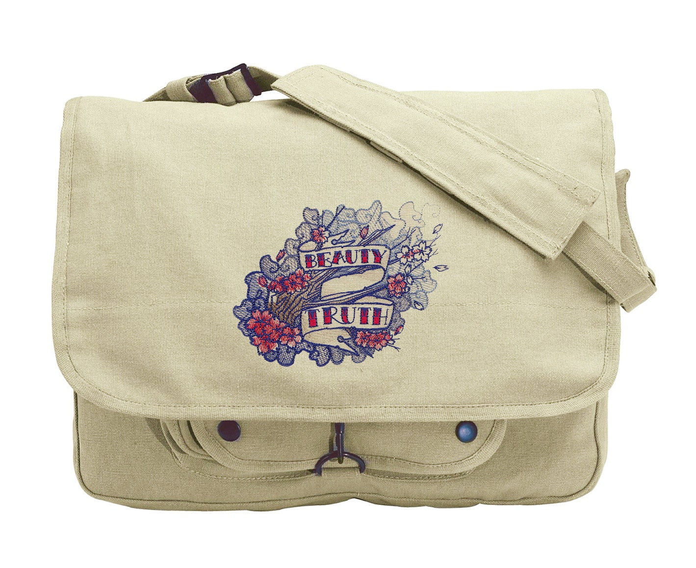 The Seven Seas - Beauty and Truth Tattoo Embroidered Canvas Messenger Bag