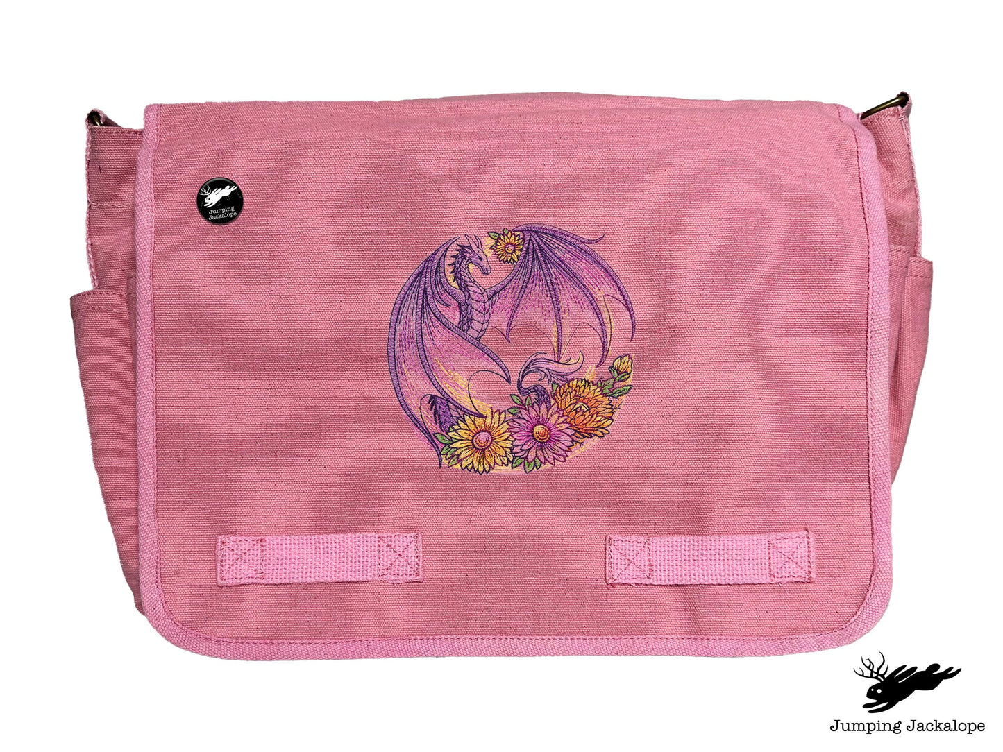 Autumn Flight of Flowers Dragon Wreath Embroidered Classic Canvas Messenger Bag