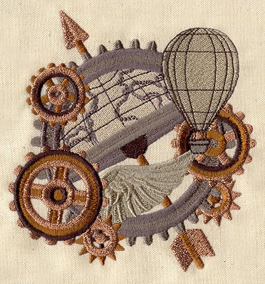 Around the Globe Steampunk Canvas Embroidered Field Bag