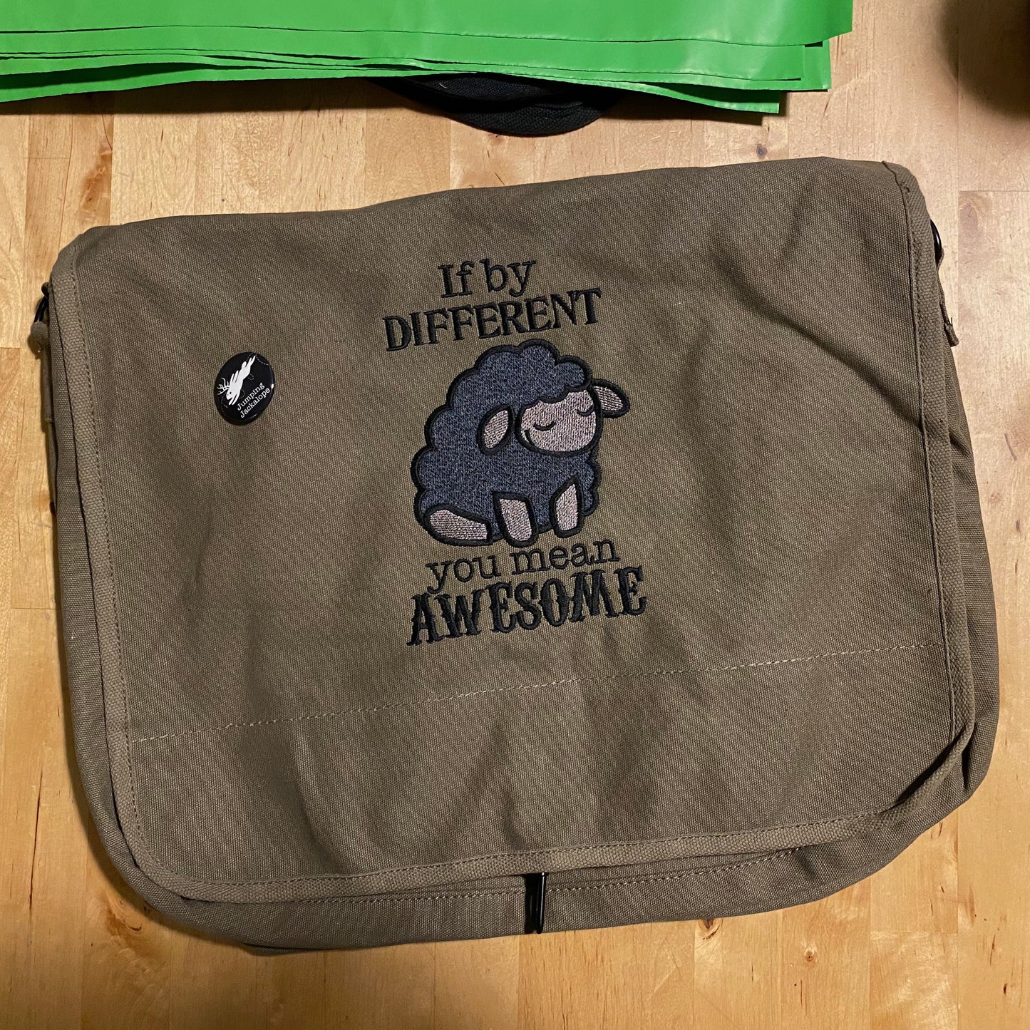 Awesome Black Sheep Embroidered Canvas Messenger Bag