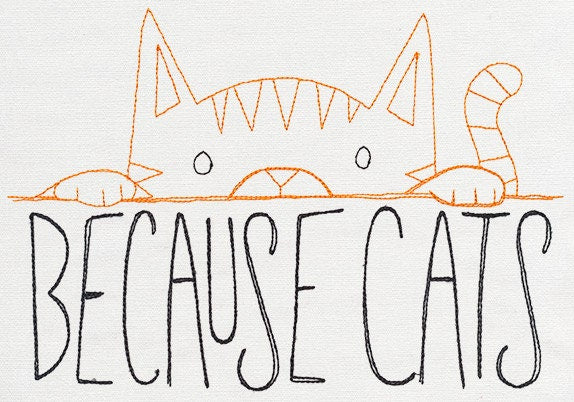 Because Cats Embroidered Canvas Messenger Bag