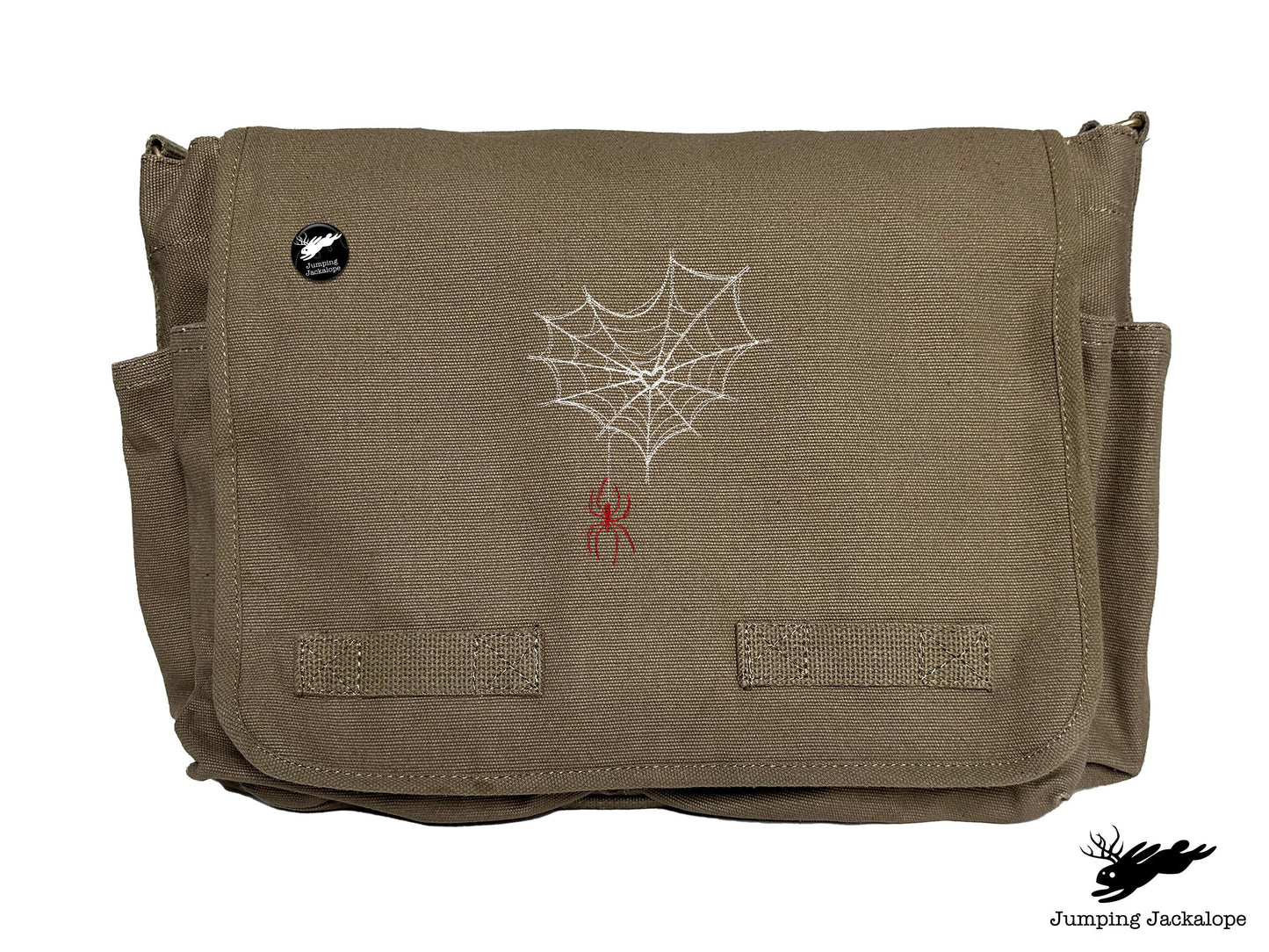 Web of Love Design Embroidered Classic Canvas Messenger Bag