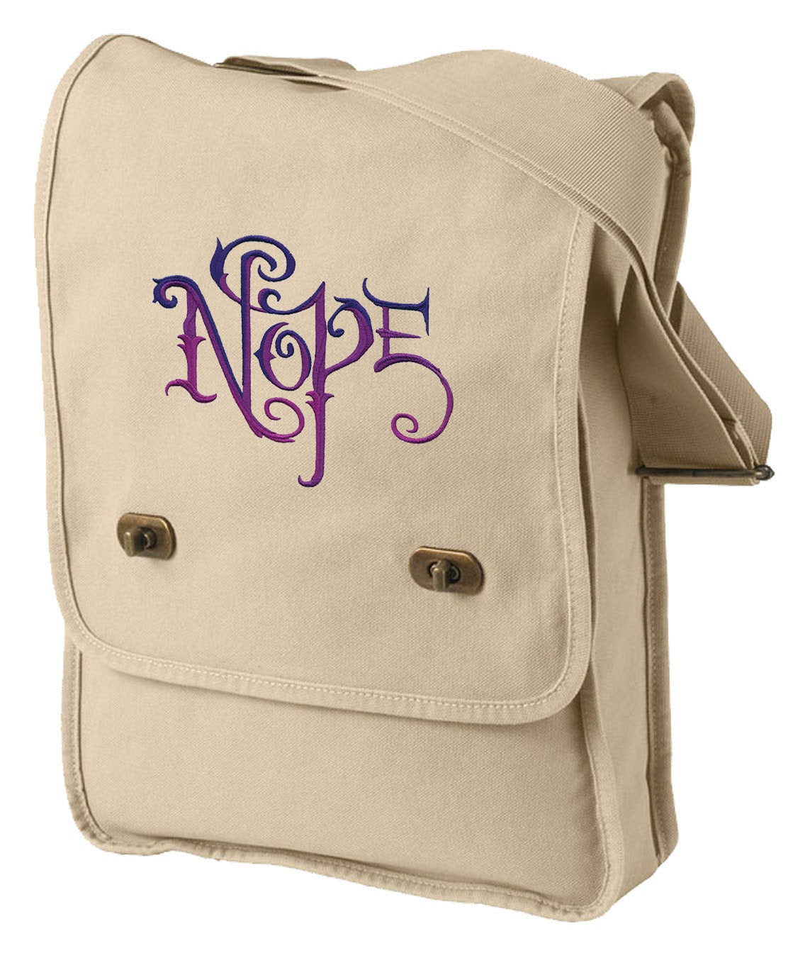 Nope - Funny Saying Embroidered Canvas Field Bag