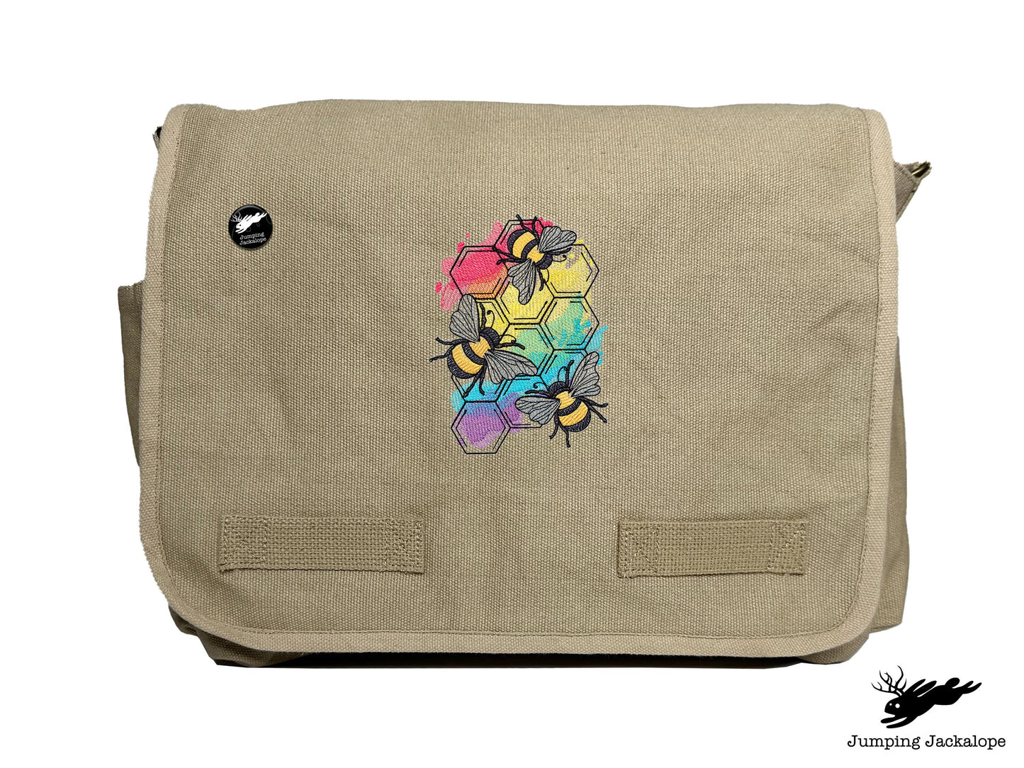 Rainbows & Bees Embroidered Messenger Bag